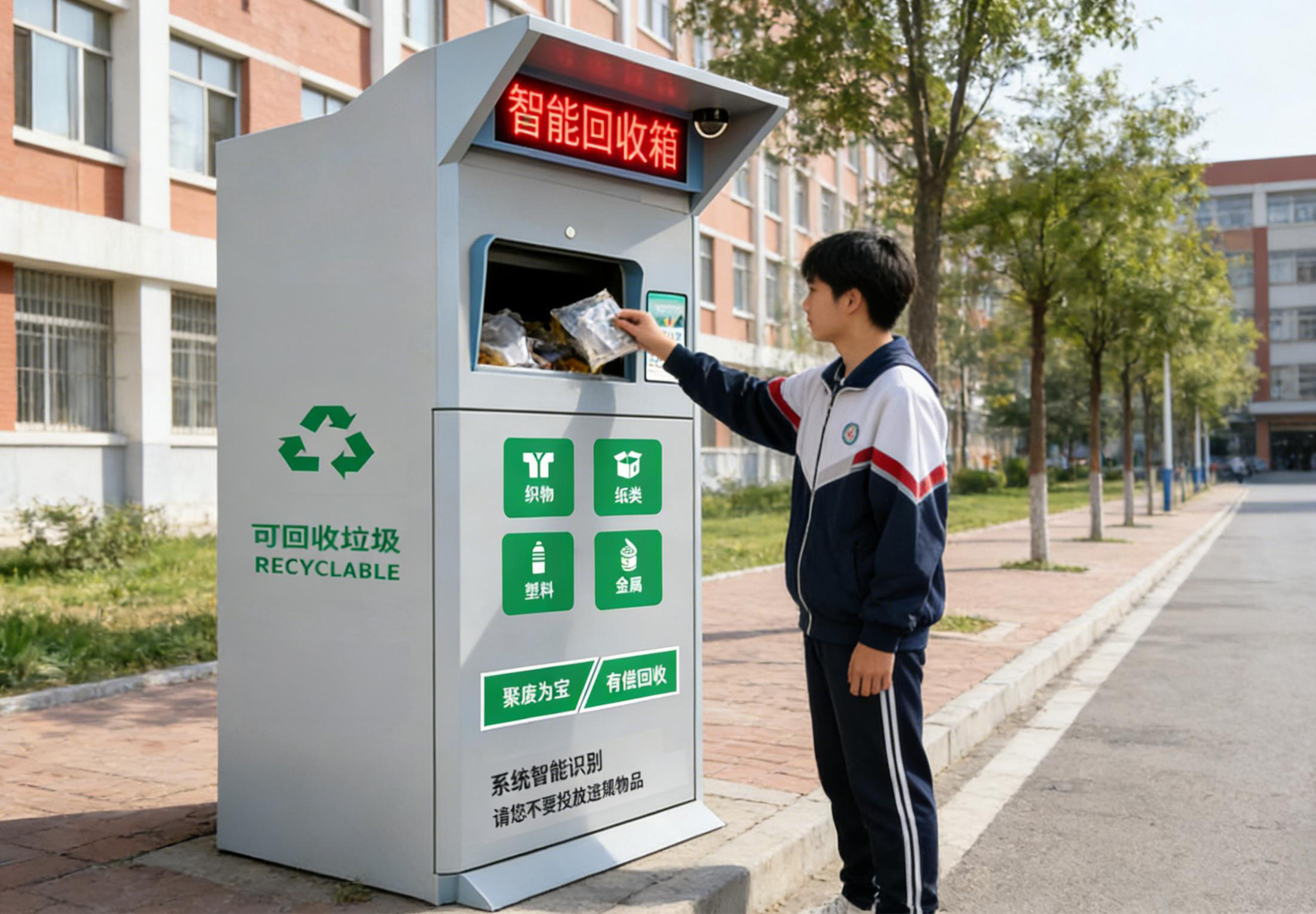 高校场景|智回收智能回收箱校园案例